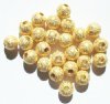 25 6mm Round Gold Metal Stardust Beads